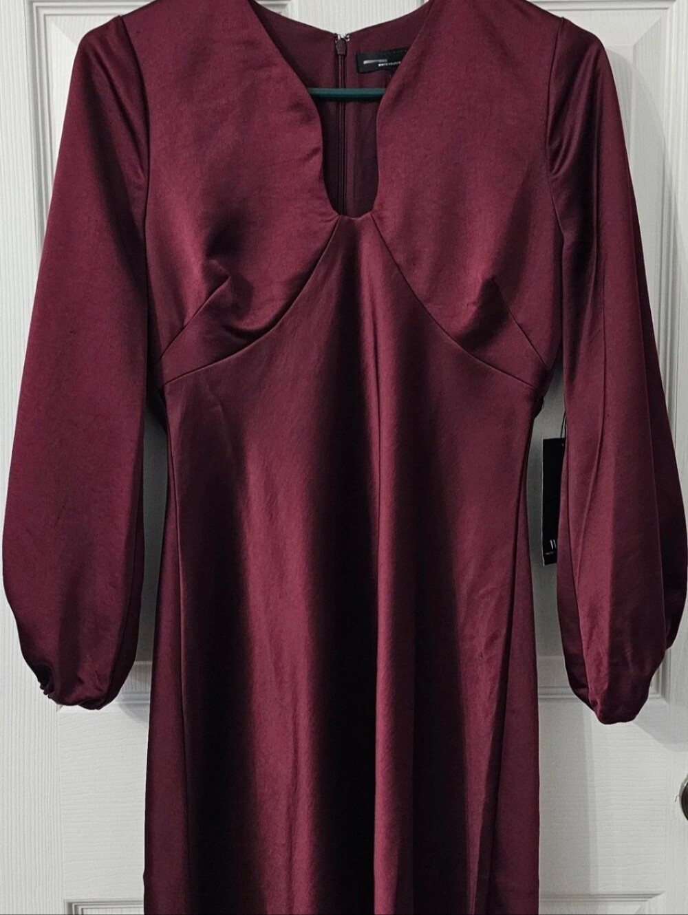 White House Black Market Burgundy Long Sleeve Midi Dress